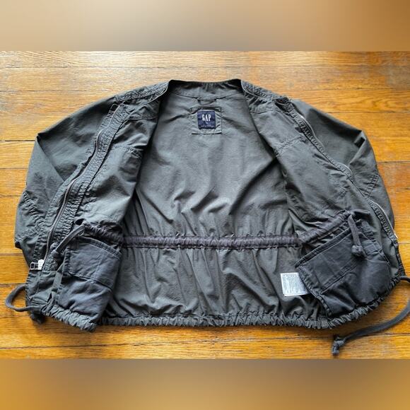 GAP Charcoal Grey Cropped Utility Jacket sz XS - Picture 9 of 11